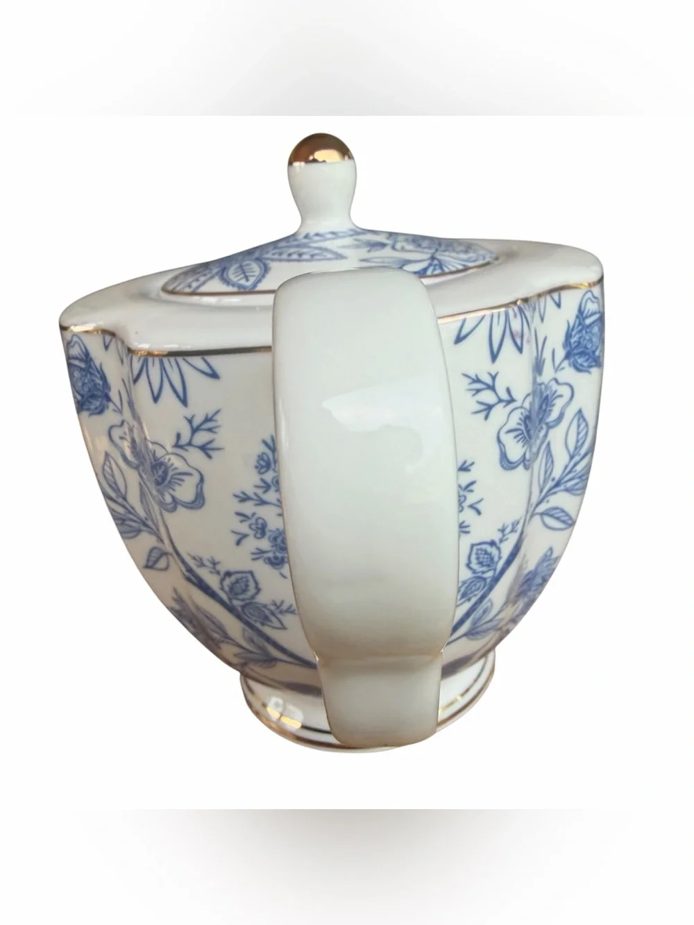 Grace Teaware Blue White Floral Teapot Porcelain Chinoiserie Grandmillennial